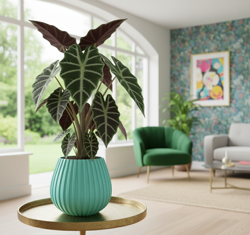 Decorative Drop Lines Plant Pot