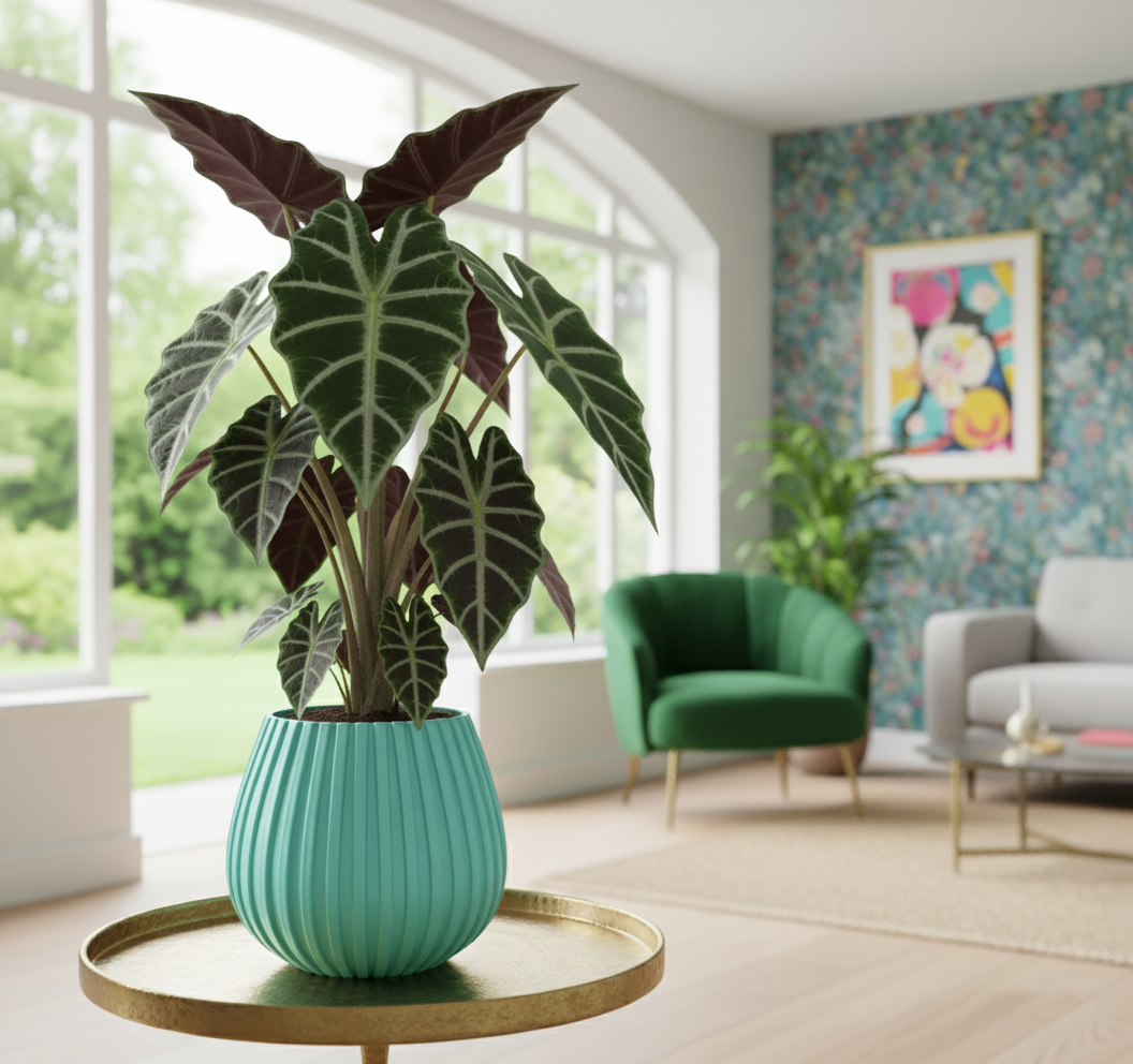 Decorative Drop Lines Plant Pot